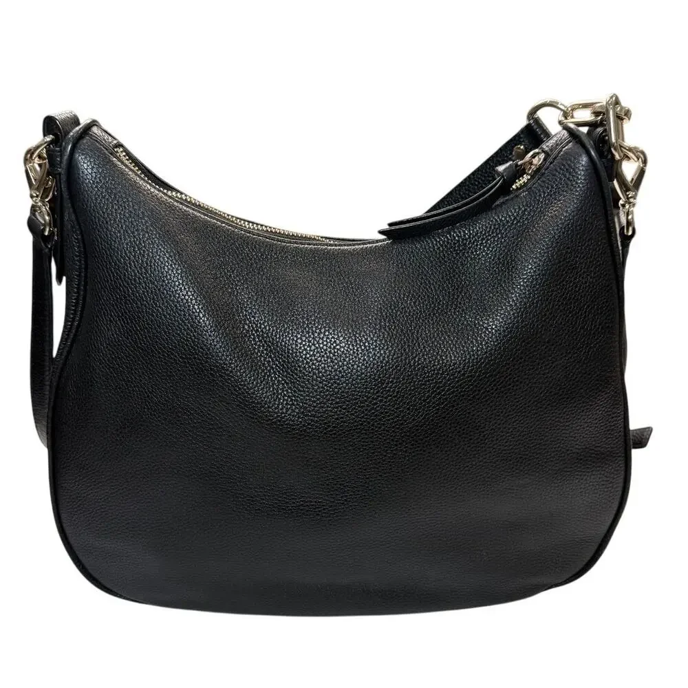 Kate Spade Black Pebbled Leather Crossbody Shoulder Bag Slouchy Everyday - Picture 2 of 16